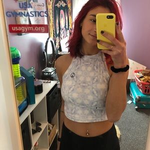 Blue & White tie dye halter top